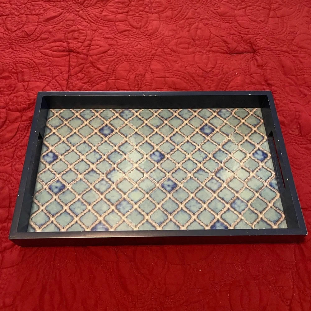Nicole Miller Blue and White Vanity Tray